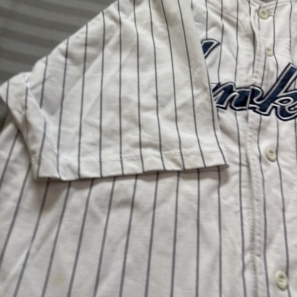 Vintage STARTER New York Yankees Pinstripe Baseball Jersey Mens XL Fair Con READ - Picture 15 of 16